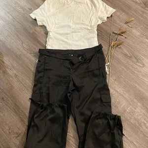 Black Cargo Pants (with satin style finish)